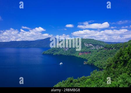 Lake towada and cruise ships Stock Photo