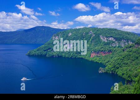 Lake towada and cruise ships Stock Photo