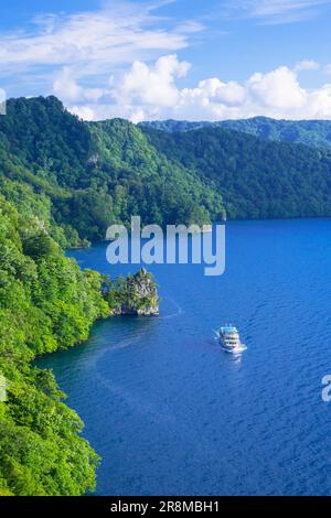 Lake towada and cruise ships Stock Photo