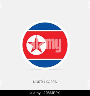 North Korea Map with Round North Korea Flag Pin Pointer on Circular ...