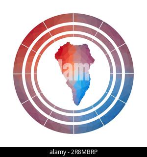 La Palma badge. Bright gradient logo of island in low poly style. Multicolored La Palma rounded sign with map in geometric style for your infographics Stock Vector