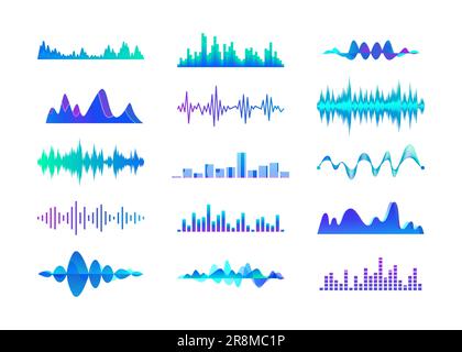 Colorful sound waves set Stock Vector