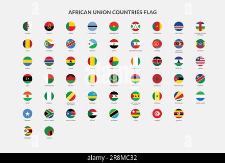 African Union countries flag icons collection Stock Vector
