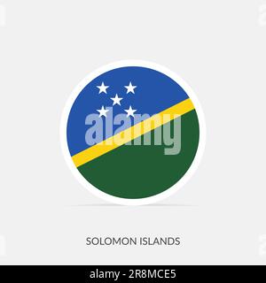 Solomon Islands round flag icon with shadow. Stock Vector