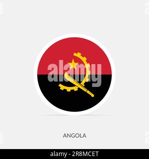 Angola round flag icon with shadow. Stock Vector