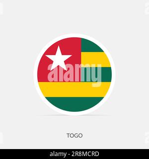 Togo round flag icon with shadow. Stock Vector