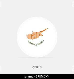 Cyprus round flag icon with shadow. Stock Vector