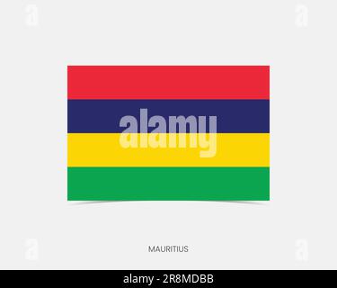 Mauritius Rectangle flag icon with shadow. Stock Vector