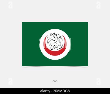 OIC Rectangle flag icon with shadow. Stock Vector