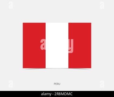 Peru Rectangle flag icon with shadow. Stock Vector