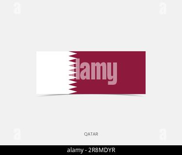 Qatar Rectangle flag icon with shadow. Stock Vector