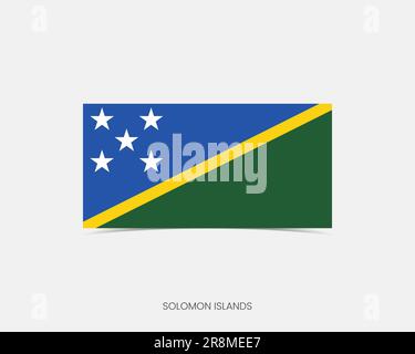 Solomon Islands Rectangle flag icon with shadow. Stock Vector