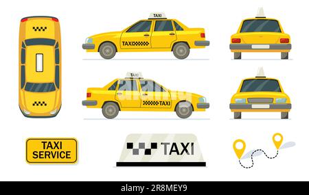 Yellow cabs set Stock Vector