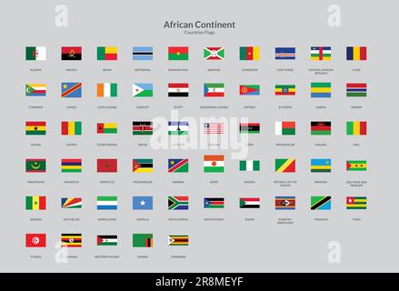 African Countries Rectangle flag icon Stock Vector