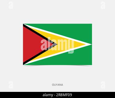 Guyana Rectangle flag icon with shadow. Stock Vector