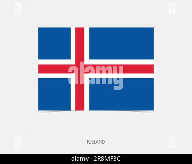 Iceland Rectangle flag icon with shadow. Stock Vector