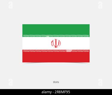 Iran Rectangle flag icon with shadow. Stock Vector