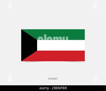 Kuwait flag - flat vector square with rounded corners and dropped ...