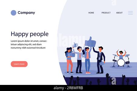 Happy people on stage showing likes [Converted] Stock Vector