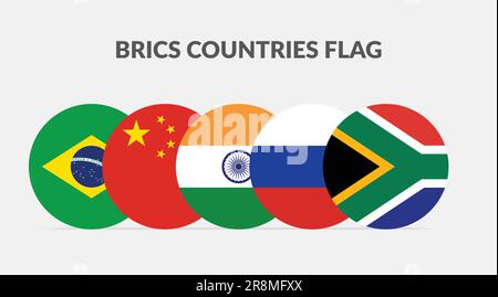 Brics countries flag icons collection Stock Vector