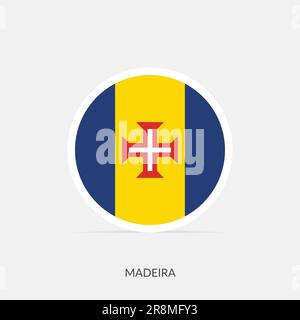 Madeira round flag icon with shadow. Stock Vector