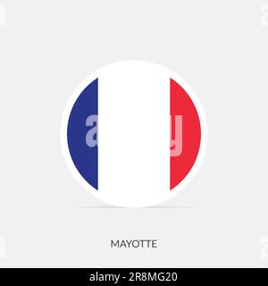 Mayotte round flag icon with shadow. Stock Vector