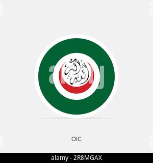 OIC round flag icon with shadow. Stock Vector