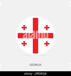 Georgia round flag icon with shadow. Stock Vector
