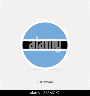 Botswana round flag icon with shadow. Stock Vector