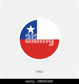Chile round flag icon with shadow. Stock Vector