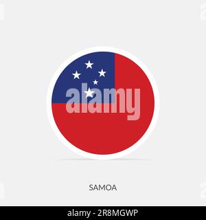 Samoa round flag icon with shadow. Stock Vector