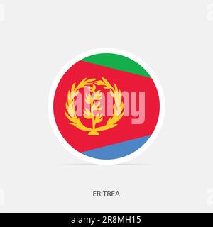 Eritrea round flag icon with shadow. Stock Vector