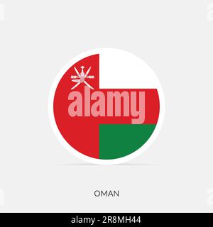 Oman round flag icon with shadow. Stock Vector