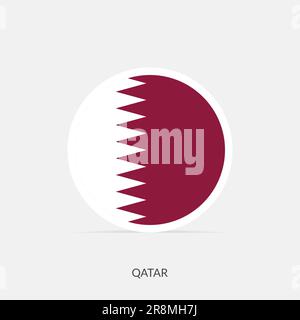 Qatar round flag icon with shadow. Stock Vector