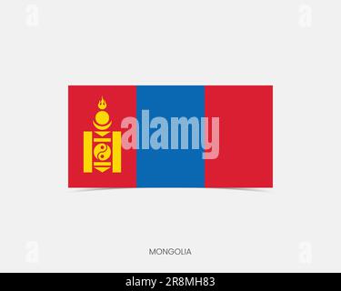 Mongolia Rectangle flag icon with shadow. Stock Vector