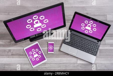 Followers concept shown on different information technology devices Stock Photo