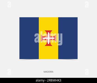 Madeira Rectangle flag icon with shadow. Stock Vector