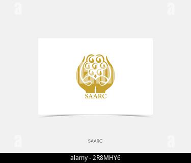SAARC Rectangle flag icon with shadow. Stock Vector