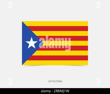 Catalonia Rectangle flag icon with shadow. Stock Vector