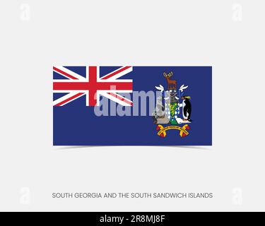 South Georgia and the South Sandwich Islands Rectangle flag icon with shadow. Stock Vector