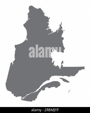 Quebec map silhouette isolated on white background, Canada Stock Vector