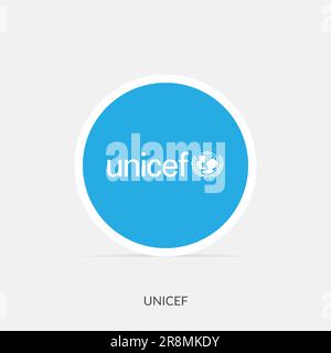 UNICEF round flag icon with shadow. Stock Vector