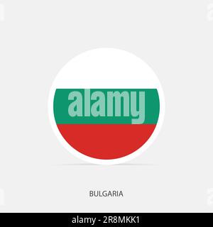 Bulgaria round flag icon with shadow. Stock Vector