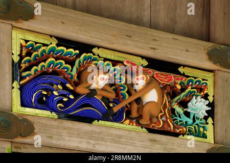 Three monkeys at Nikko Toshogu Stock Photo