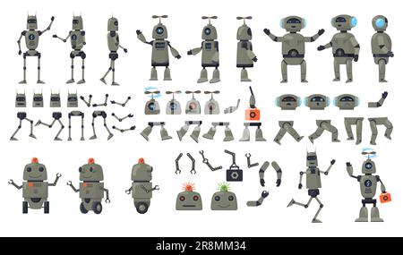 Robot cartoon characters set Stock Vector