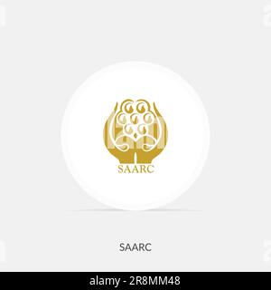 SAARC round flag icon with shadow. Stock Vector