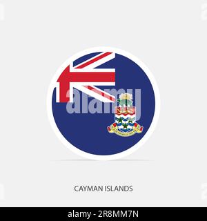 Cayman Islands round flag icon with shadow. Stock Vector