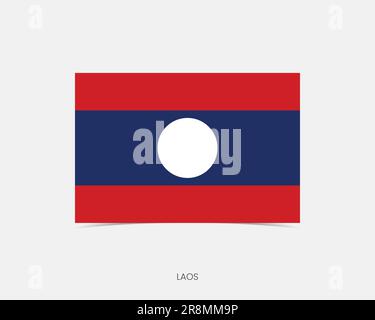 Laos Rectangle flag icon with shadow. Stock Vector