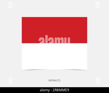 Monaco flag - flat vector square with rounded corners and dropped ...