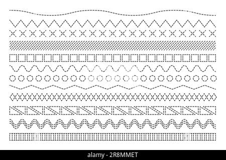 Various stitch lines set Stock Vector